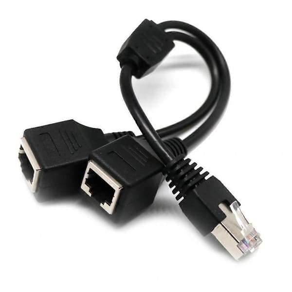 RJ45 Splitter Ethernet-adapterkabel 2-i-1 han til 2 hunner