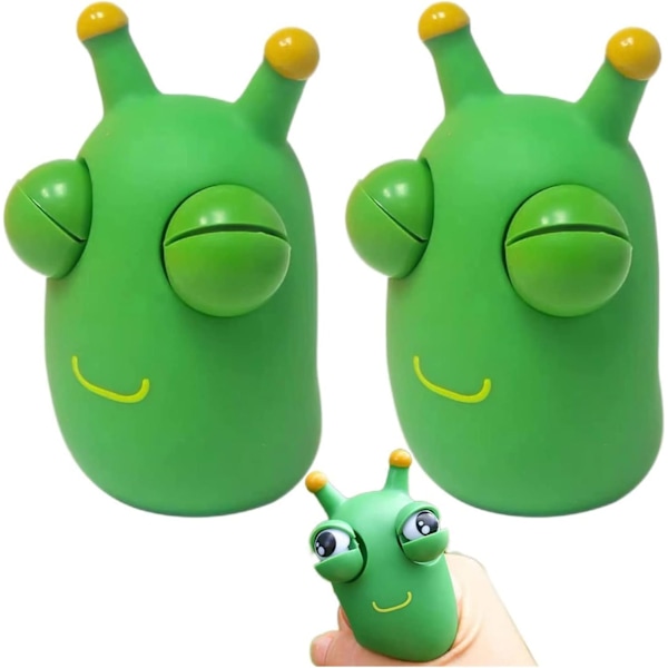 Funny Grass Worm Pinch Toy,2022 New Green Eye Bouncing Worm Squeeze Toy,Squishy Squeeze Toy,Stress Squeeze Toy for Adults(2PCS)