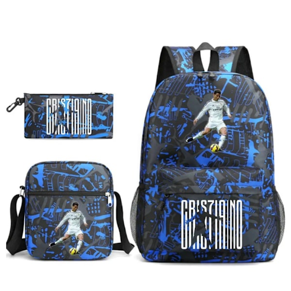 Ny CR7 Ryggsäck 3-delad Student Skolväska Canvas Dragkedja Laptopväska photo color3