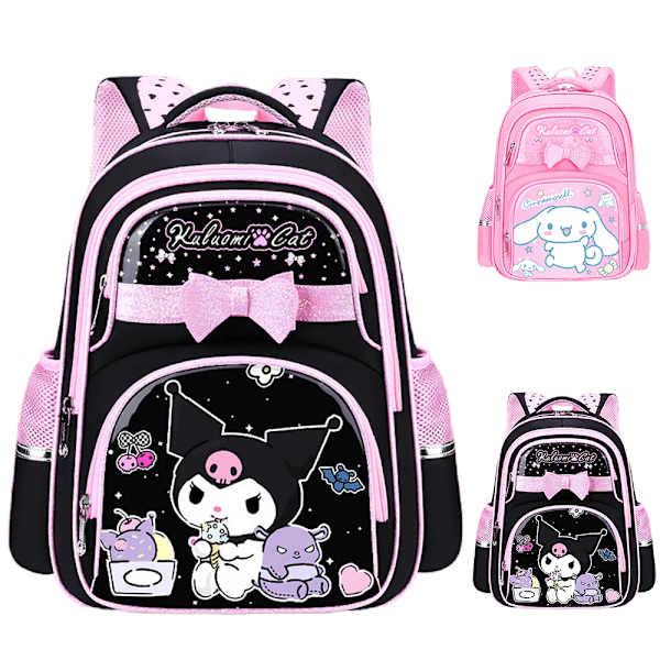 Sanrio Tegneserie Trykt Rygsæk Casual Rygsæk Poster Letvægts Stor Kapacitet Rejse Laptop Rygsæk Kuromi Kuromi L