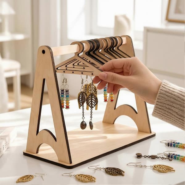Smykkeorganisator i træ - Pladsbesparende og elegant - til studio-udstilling 1