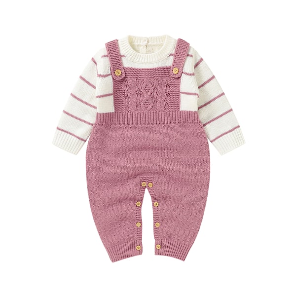 Nyfødt Baby Gutter Jenter Lang Ermet Strikket Romper En Del Jumpsuits Spedbarn Klær Høst Vinter 82W1052-4 3M