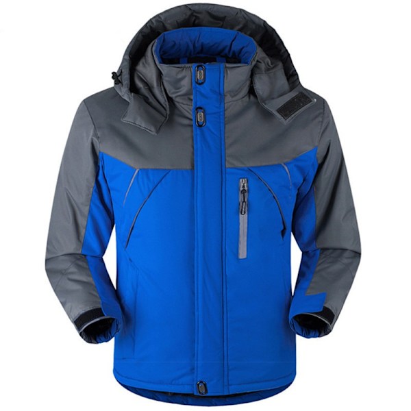 Mænds Varm Hættetrøje Jakker Casual Vindtæt Udendørs Frakker Vinter blue 2XL