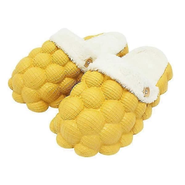 Vinter Bubble Slides för kvinnor - Varma och snygga innetofflor Yellow 36-37