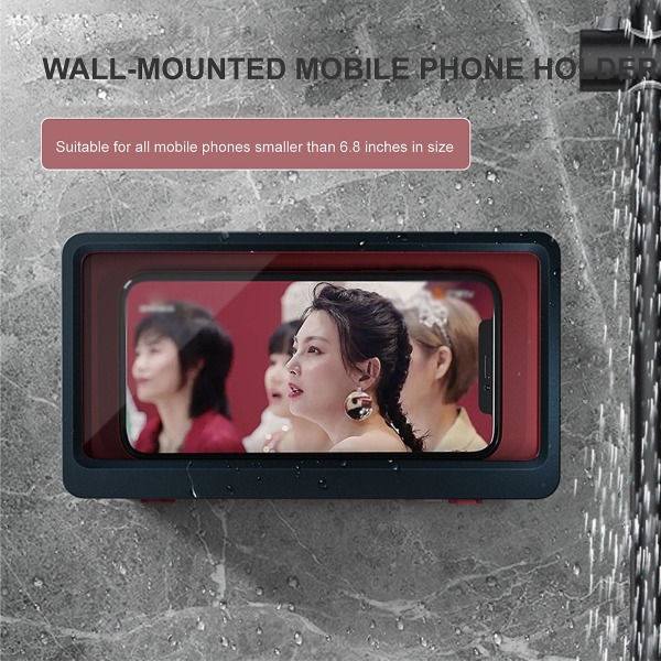 Vedenpitävä seinään kiinnitettävä case kosketusnäytöllä Itseliimautuva huurtumista estävä kosketuspuhelinteline suihkuun, yhteensopiva useimpien puhelimien kanssa