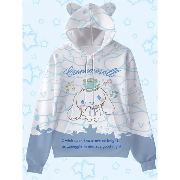Huppareita Piirretty Casual Neulotukan Pullover Taskuilla, Aikuisten Pitkähihainen Huppareita, Sopii Lahjoiksi Ja Kokoelmiin F white and blue XL