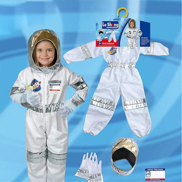 Astronautkostymer for barn | Gutter Halloween romdrakt | Sølv Halloween kostymer dress med hansker og