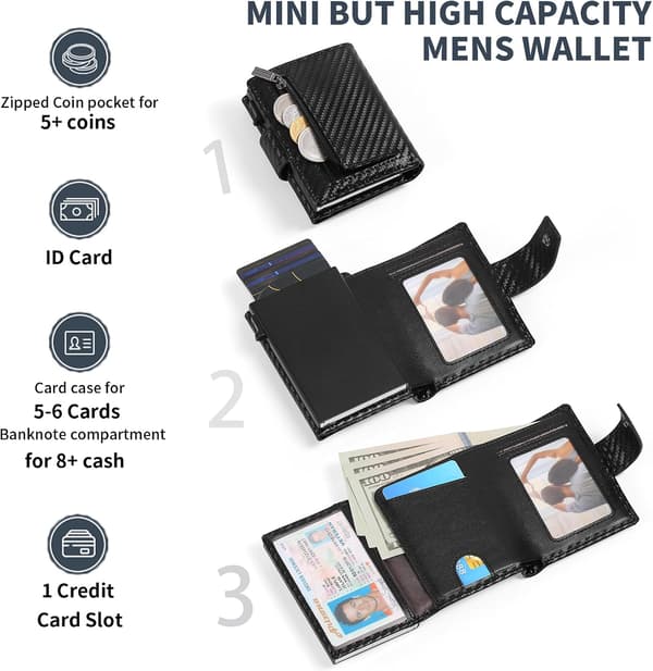 Card Holder with Coin Pocket | Protective Wallet for Men Black