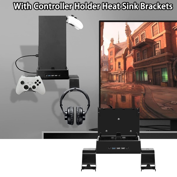 RGB kjølevifte Multifunksjonell veggmontert 3 USB-porter spillkonsoll kjølevifte for Xbox Series X