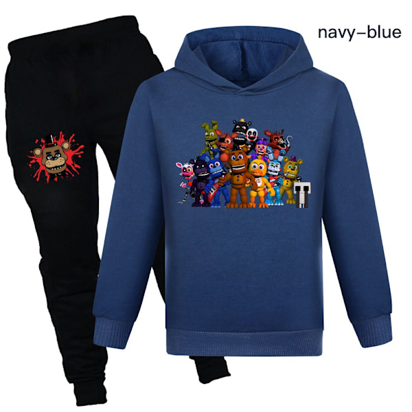 2-delars Pojkars Långärmad Träningsoverall Set Barn Bomull Söta Cartoon Outfit Casual Gamer Grafisk Hoodies Sweatsuit F 160CM