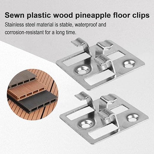 100 pcs WPC Decking Clips Stainless Steel Hidden Spacers with Screws for WPC BPC Decking (Silver, Gap: 5mm, Height: 8mm)