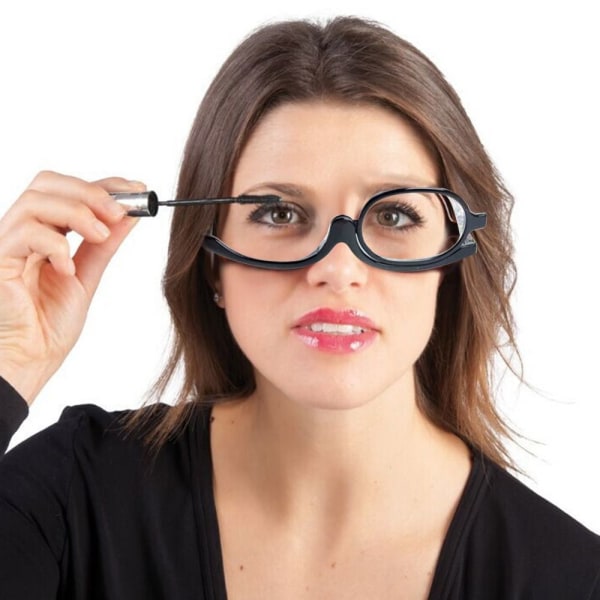 Forstørrelsesbriller Makeup-briller Flip Down-linser Svart innfatning +1,5-4, Strength 3.50