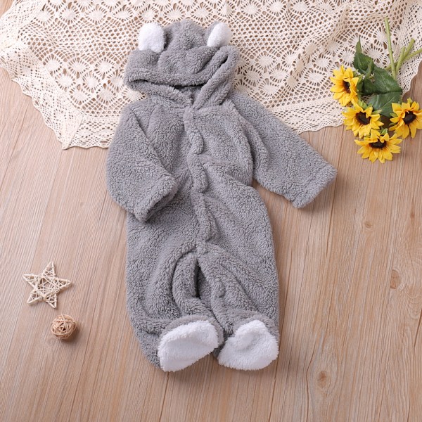 Humor Bear Baby Rompers Langærmet Tegneserie Stil Spædbarn Jumpsuits Toddler Baby Tøj Efterår Vinter BA019 gray 0-3M