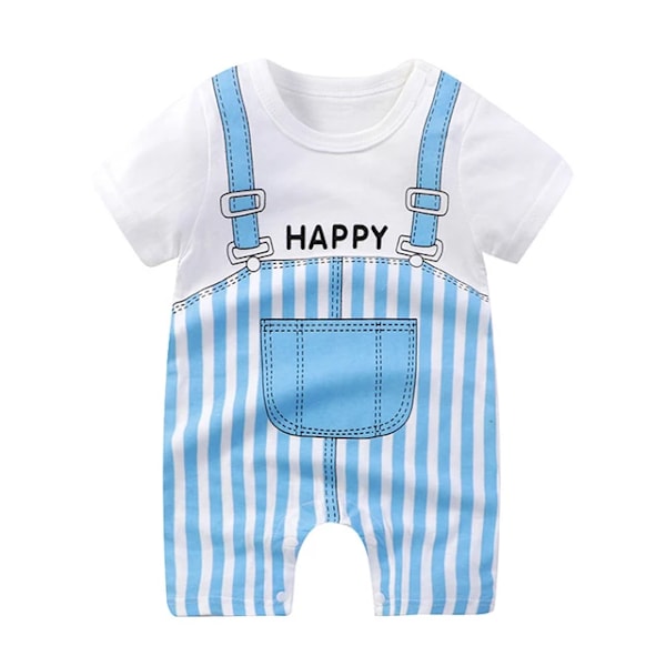 Nyfödda Baby Rompers Kortärmad Cartoon Bomulls Jumpsuit för Pojke Flicka 10 3M