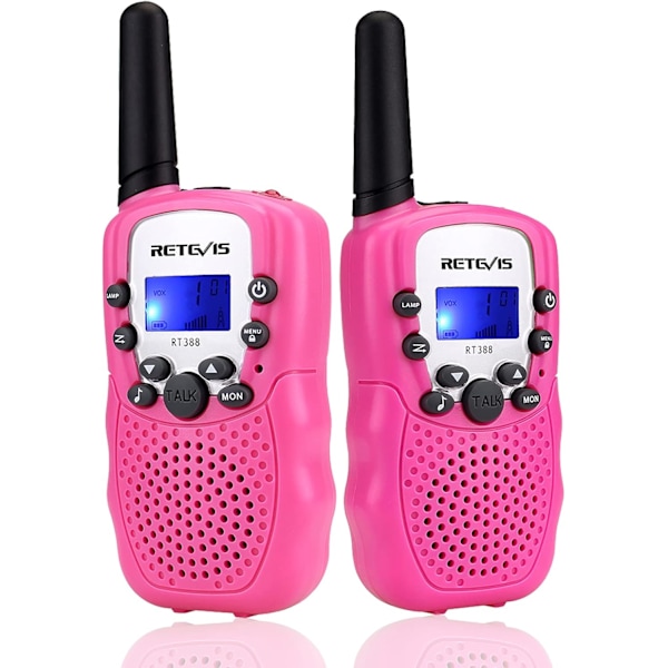 Barnens Walkie Talkie, Lång Räckvidd Walkie Talkie, Leksakspresenter för 4-12 År Gamla, Camping, Utomhus Spionäventyr (1 Par, Rosa)