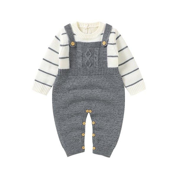 Nyfødt Baby Drenge Piger Langærmet Strikket Romper Én-delt Jumpsuits Spædbarn Tøj Efterår Vinter 82W1052-41 3M