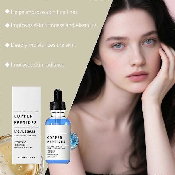 ghk-cu products Kobberpeptider Serum for Ansikt - med GHK-Cu og Hyaluronsyre -  Anti-aldrings Serum for Glattere, Fastere Hud, Hudelastisitet, Hydrering  2PCS