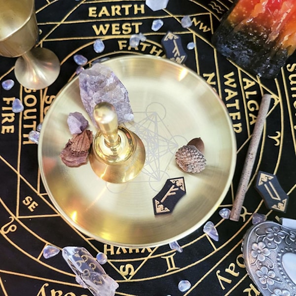 Pentagram Altar Ritual Plate Dish Rustfritt Stål Flat Skål Smykkebrett Pentagram