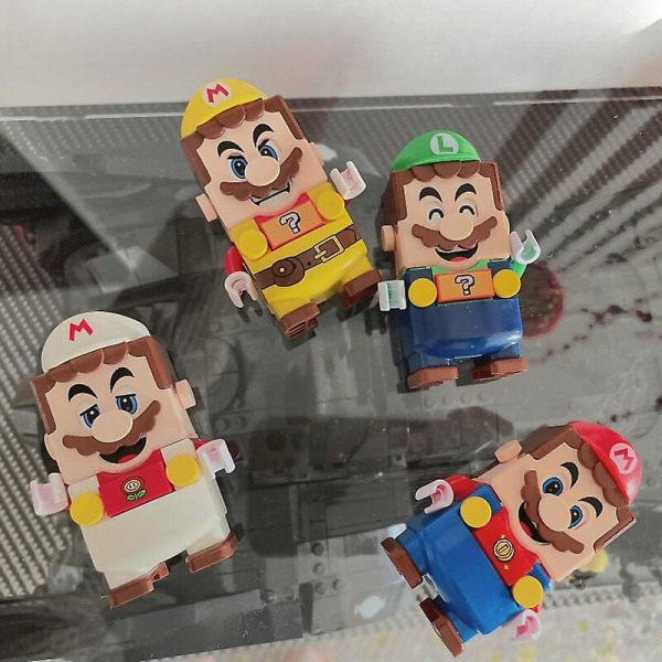 4 stk/parti Nye Super Mario Bros Blokke Luigi Mini byggeklodser Action Legetøjsfigurer Samling Dukker Børn Fødselsdagsgaver 4 stk Ingen æske Fjernbetjening Kontr.