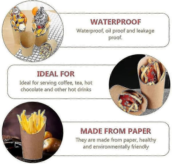 100 engangs pommes frites-holdere - perfekt for fester og take-away