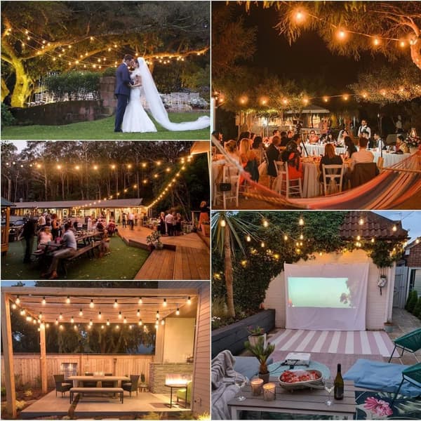 LED String Lights Outdoor 3/7.6/9/15/22/30m – Waterproof String Lights with G40 Bulbs for Garden & Patio