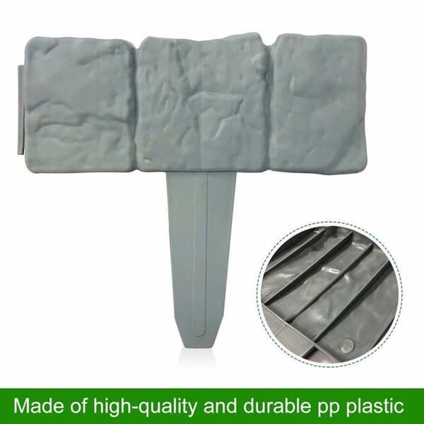 Garden Edging, 10 pcs 2.5 m Fence Plant Edging Flexible Plastic Grey, Decorative Lawn Edging