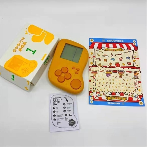 För barn Mcdonalds Mcnuggets Tetris handhållen spelkonsol med batteriklistermärken
