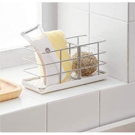 304 Rustfritt Stål Svampholder, Multifunksjonell Vaskorganisator, Oppvaskstativ, Såpekopp, Justerbar Hengende Panel