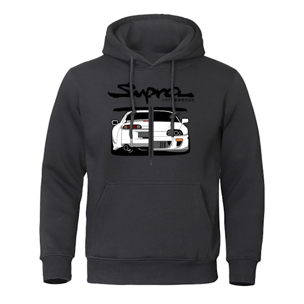 2023 Initial D Supra Hoodies Herr & Dam Casual Långärmad Lös Sporttröja JDM Tryckt Tröja Gray M