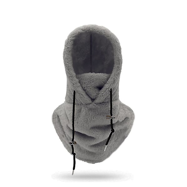 Sherpa-huppu Ski-maski Talvi Balaclava Kylmä Sää Tuulenpitävä Säädettävissä Lämmin Huppu Peite Hattu Beanie Huivi Grey