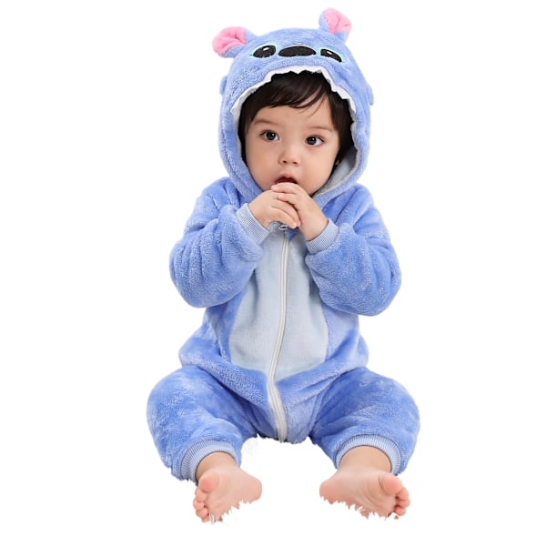 Piirretty Kigurumi Stitch Vauvan Onesie Taaperon Eläinten Vaatteet Hyppyhaalarit Tytöille Pojille Cosplay Pyjamat Asut Romper Blue Stitch 100 (18-24 Months)