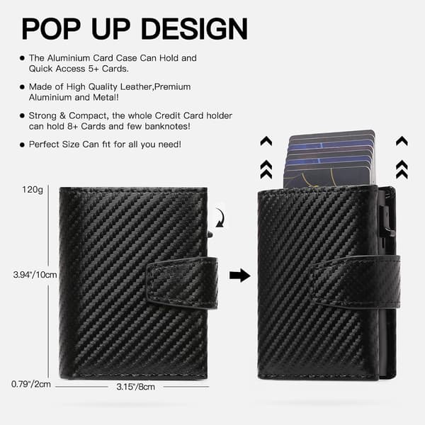 Card Holder with Coin Pocket | Protective Wallet for Men Black