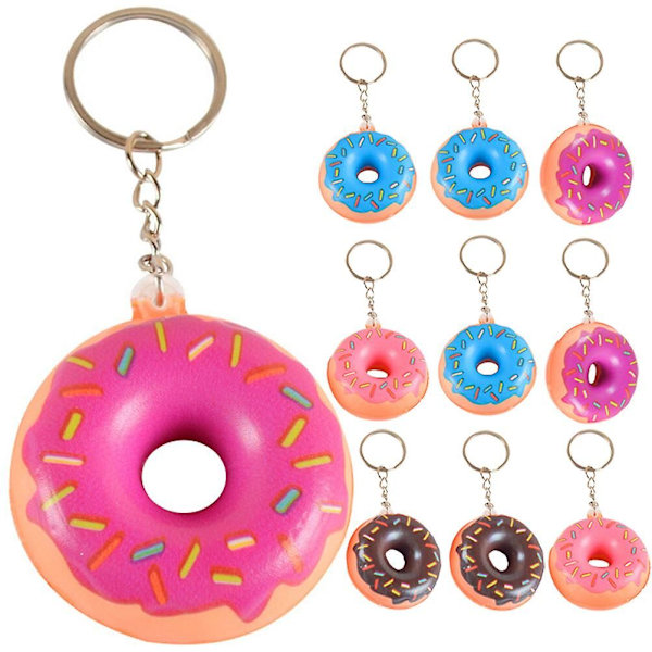12 stk. Donut Nøglering Tegneserie Søde Nøgleringe Donut Formet Hængende Charm Tasker Charm Blandet Farve Picture 3
