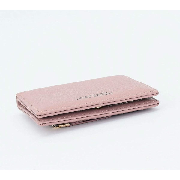Dame-lommebok Liten bifold-lommelommebok for kvinner Minikortlommebok for kvinner (rosa)