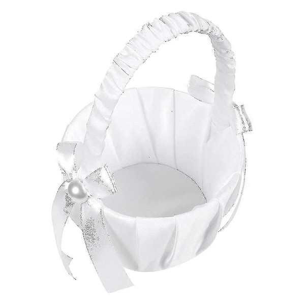 2-pack bröllopsblomkorg i satin med romantisk rosett, blomkorg för brudnäbbar