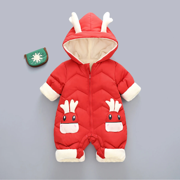 Vinterklær for nyfødte 0-3 år Fløyels Snowsuit Jumpsuit Tykk Babyjakke Rojo 9 meses