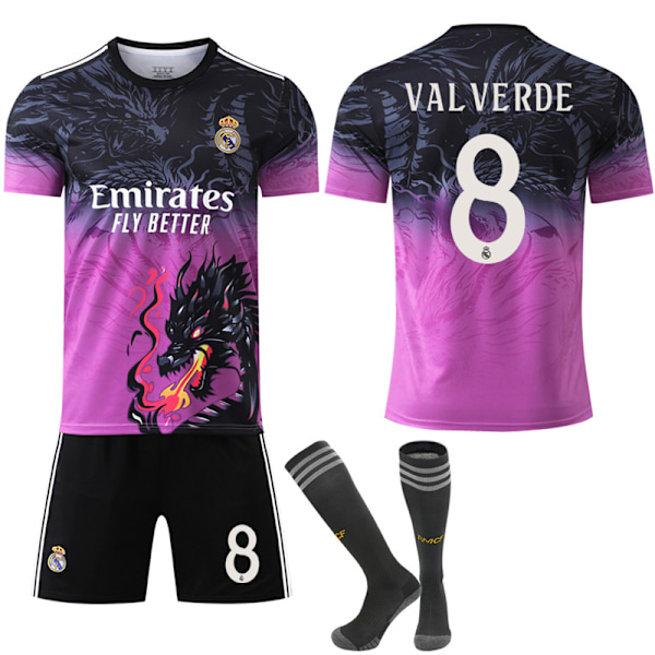 2024-2025 Real Madrid Dragon Juhlavuoden Jalkapallopaita Lapset Aikuiset No.8 VALVERDE XS