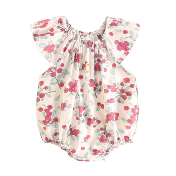 Babyflicka Bomullsbody med Blommönster, Söt Jumpsuit för Sommar BRS2271-BL 9-12M