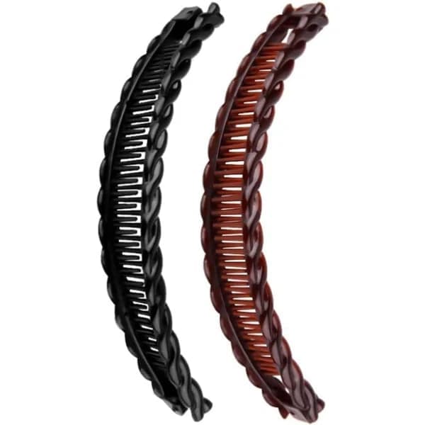 Musta ja ruskea pitkä banaaniklipsi hiusklipsi kaksoispakkaus 15cm hiustarvikkeet