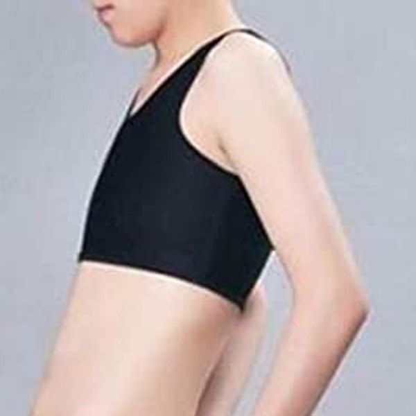 Mote kompresjon brystbinder kvinner ermeløs vest solid korte tank topper Black L