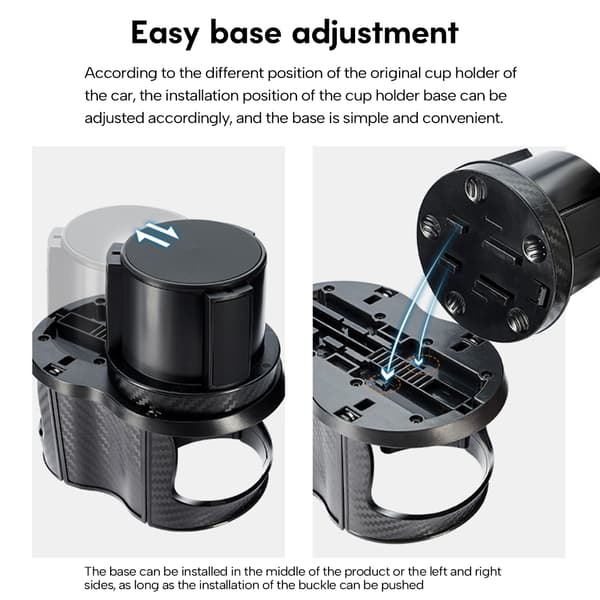 Kopholder Expander Adapter med Justerbar Base 360° Roterende
