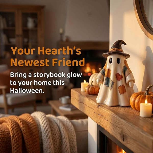 Lysende spøgelsesdukke – Patchwork LED-indretning – til sæsonbestemt Halloween