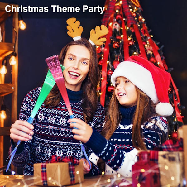 12 stk. Fiberoptiske stave til børn, 7 blinkende farver LED Glow Sticks Party Pack, 3 tilstande Lysende Fiberoptiske blinkende stave