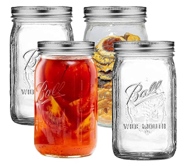 4-pack Wide Mouth Masonburkar för förvaring och konservering 32 oz