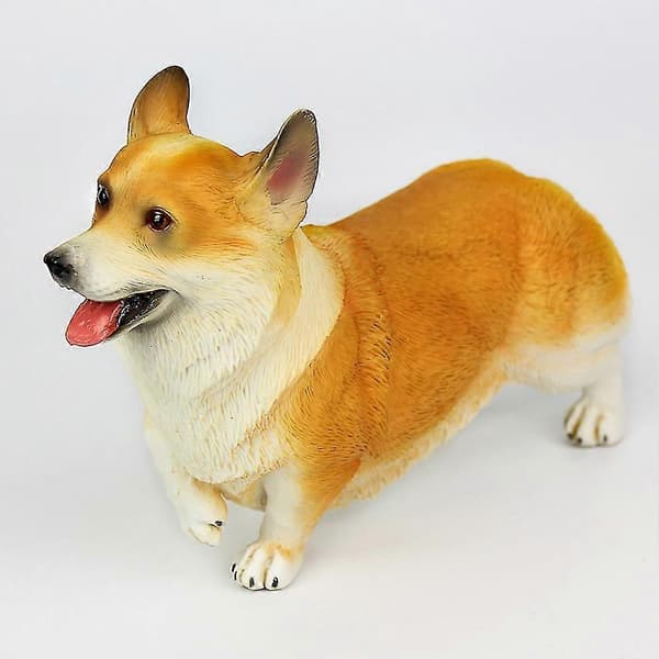 Verklighetstrogen Corgi Hund Djurmodell PVC Solid Figur Skrivbordsprydnad Barnleksak S07 Black Yellow