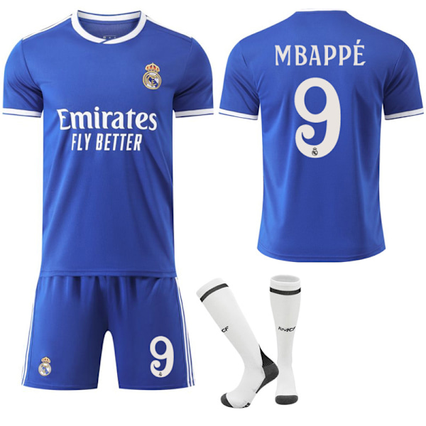 2025-2026 Real Madrid Udebanetrøje Blå Børn & Voksen Fodboldtrøje Nr. 9 Mbappé 16