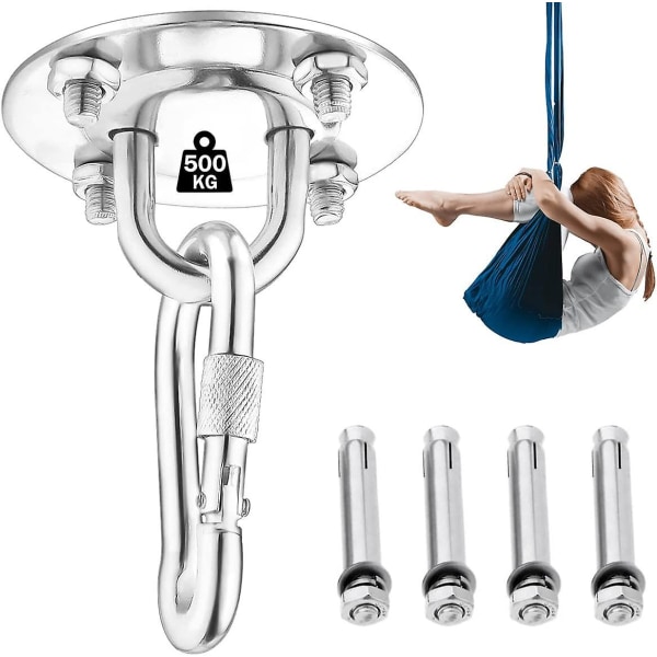 Takkrok, väggmonterad krok för hängmatta, yoga, hängstol och boxningssäck, 500 kg kapacitet Rostfritt stål Trainer Suspension Kit med ca.