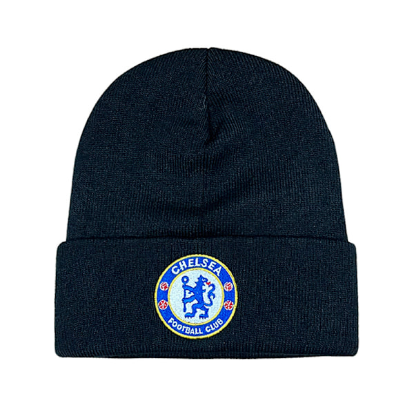 Gos- Fodboldfan-klub emblem strikket vinterhue stræk beanie Chelsea Sort