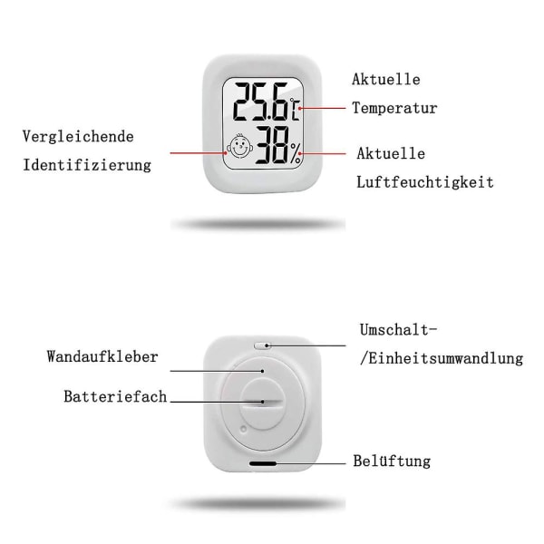 Hygrometer Hygrometer Innendørs og utendørs termometer Høy presisjon temperatur- og fuktighetsmonitor med LCD-skjerm