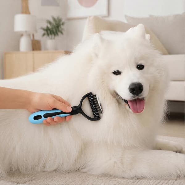 Hunde- og katteplejerive - Dobbeltsidet og ergonomisk - til hjemmebrug Blue Small